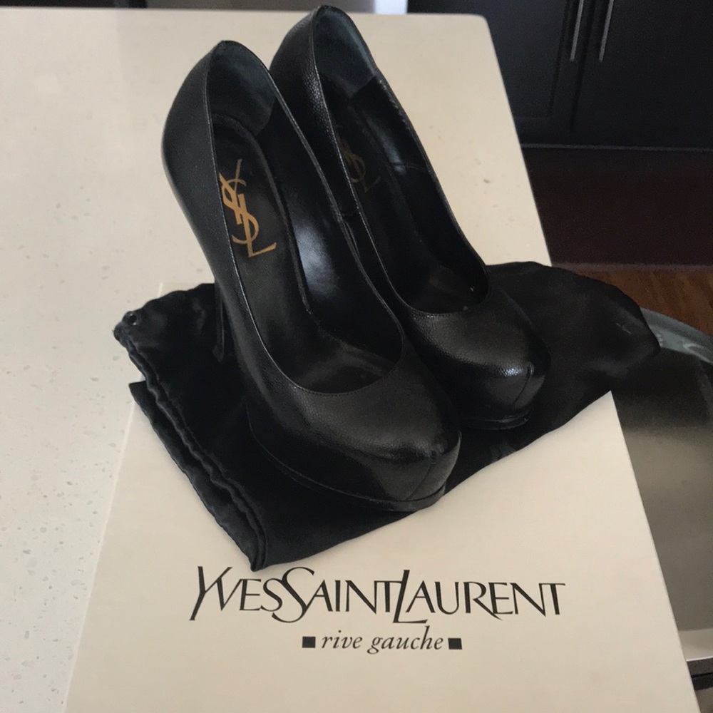 YSL 105MM Tribute Two Platform Black